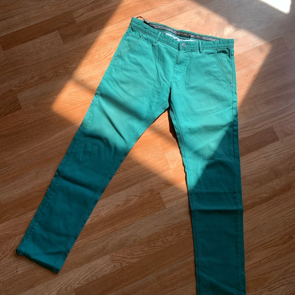 Men turquoise corduroy suede pants
